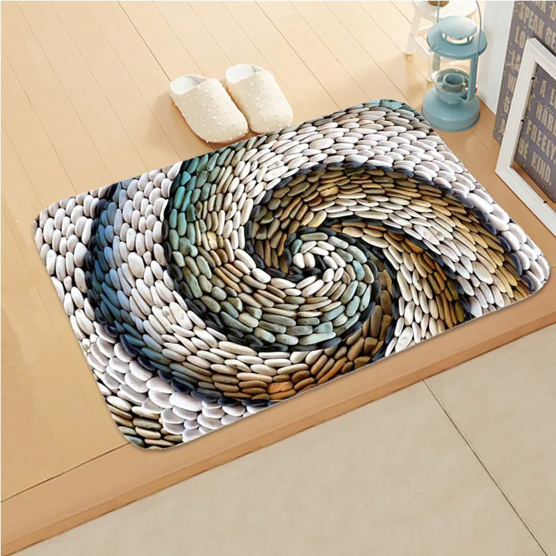 Colour Stone Pattern Bedroom Anti-Slip Coral Velvet Soft Carpet Rug Kitchen Bath Entrance Door Mat Home Decor Doormat