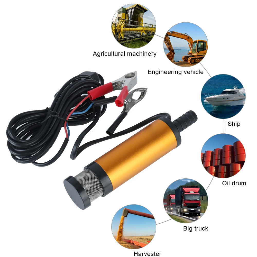 Mini Fuel Transfer Pump 12L/min 12V Car Electric Oil Pump Aluminum Alloy Shell For Pumping Diesel Oil Water Submersible