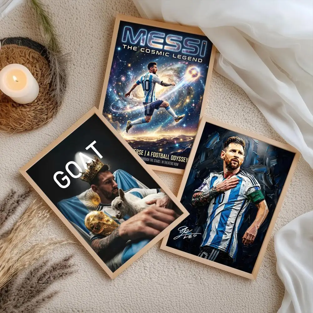 Football Star Lionel M-Messi Poster Stickers Self-Adhesive Painting Mural Decor Wall Decals for Bedroom Living Room Home HD Gift