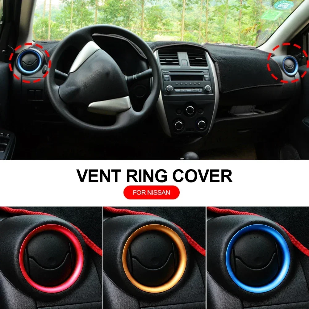 For Nissan Versa Almera Latio 2012 2013 2014 2015 2016 2017 Car Chrome A/C Air Vent Ring Cover Trim Styling Sticker Accessory