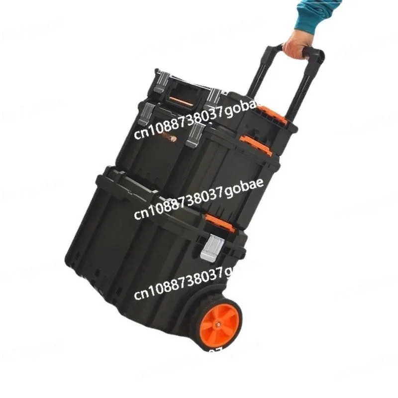 

Combined tie rod toolbox, stacked three-layer storage box, large pulley movable
