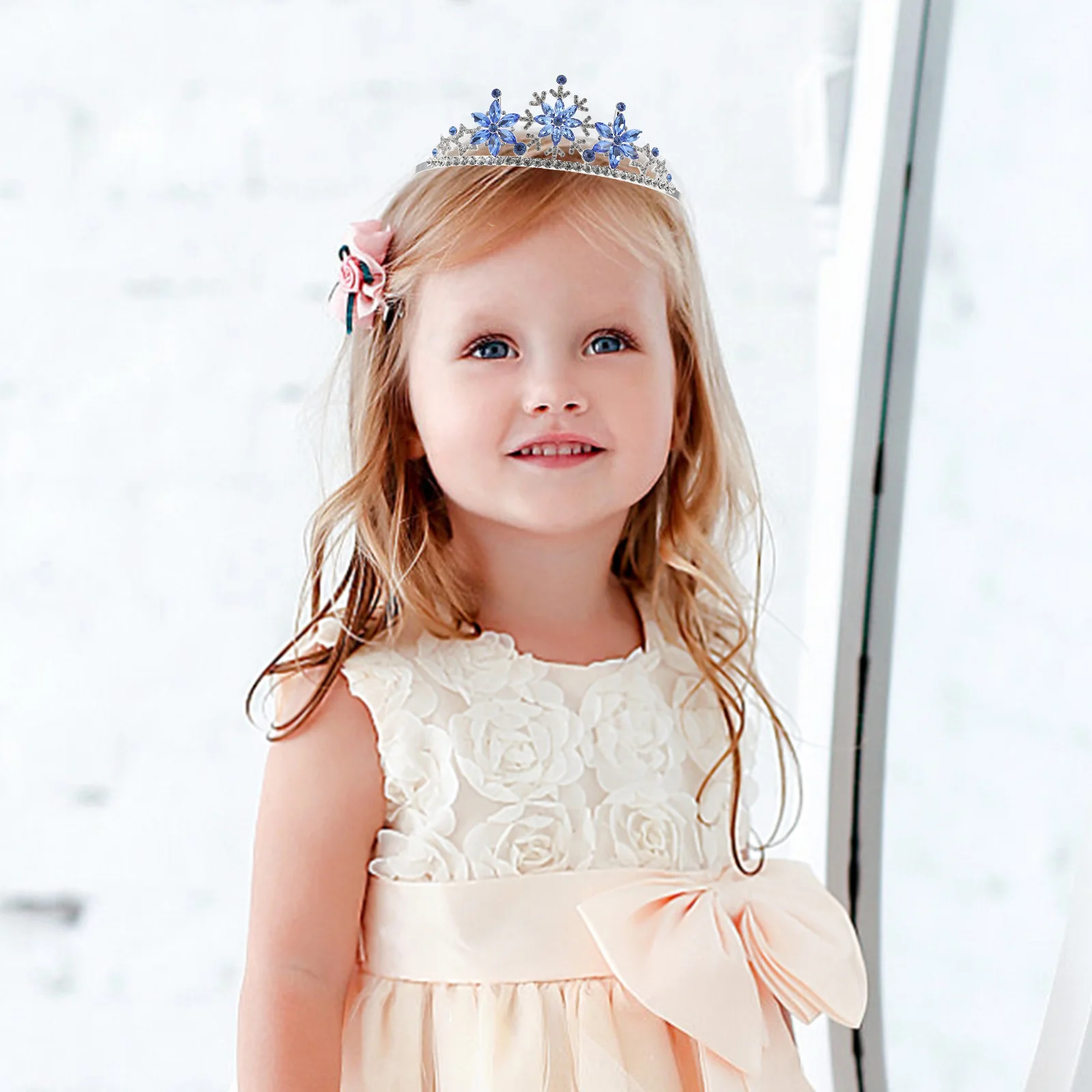 Diadema de corona para niños, disfraz, tocado delicado, copo de nieve, decoración para el cabello para fiesta, adorno de aleación para niños, papá único