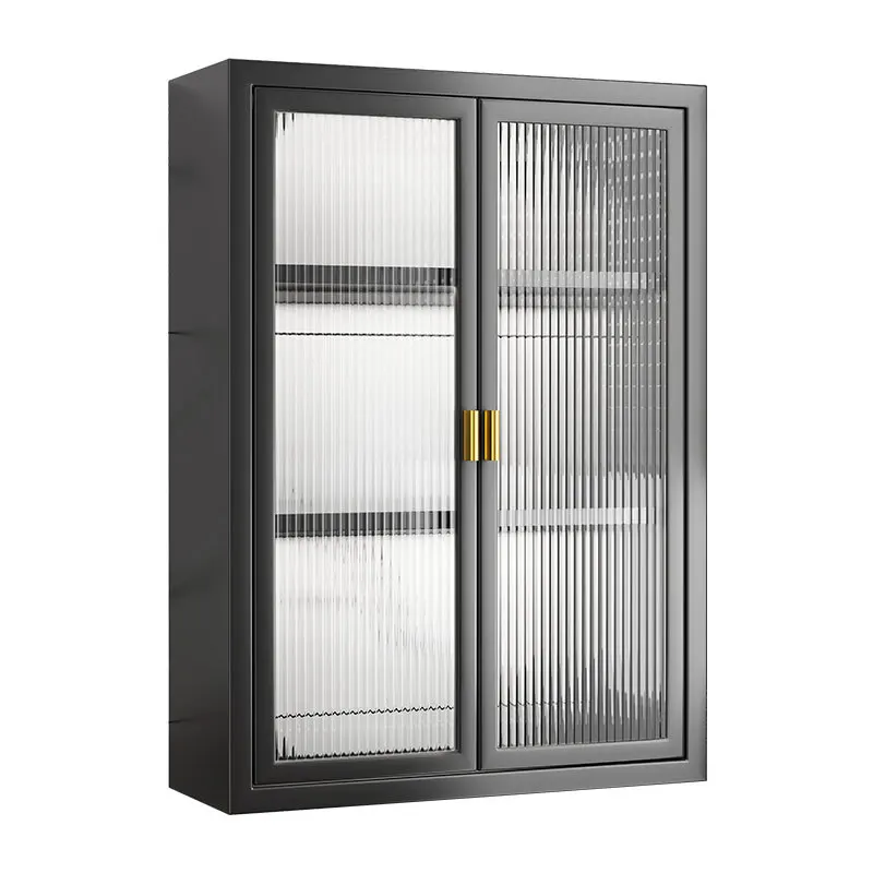 

Stainless steel kitchen hanging wall cabinet wall-mounted storage seasoning cabinet kitchen locker glass cabinet