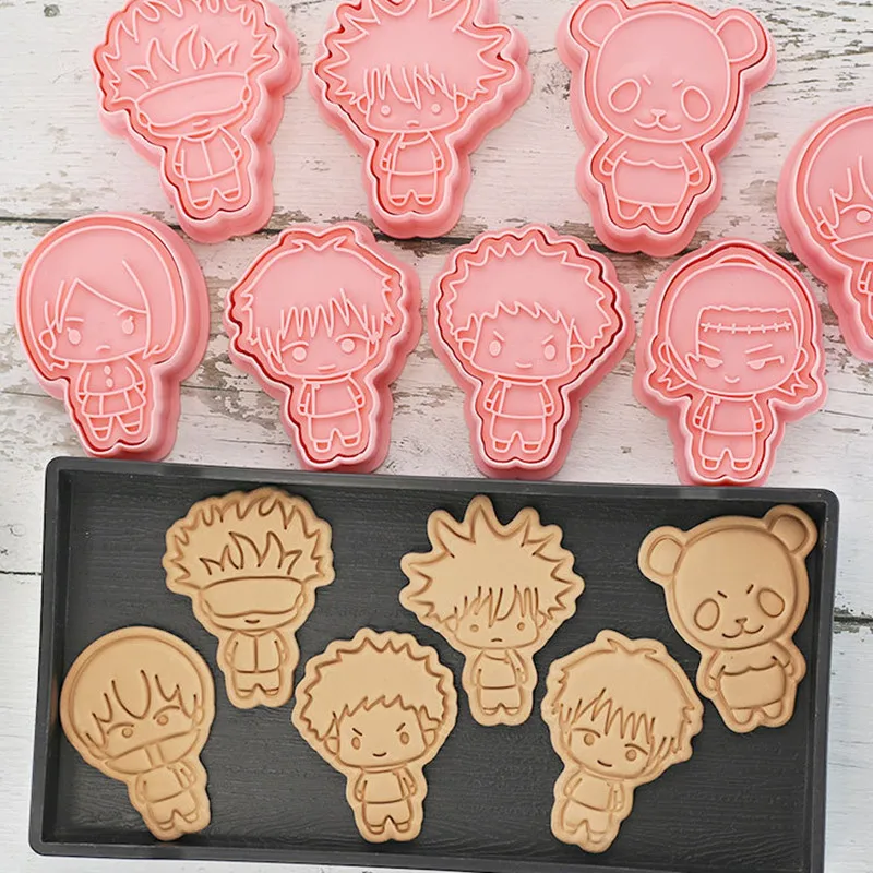 8Pcs/Set Satoru Gojo Biscuit Mold Itadori Yuji Fushiguro Megumi Shape Cookie Cutter Stamp Fondant Cake Decoration Tools