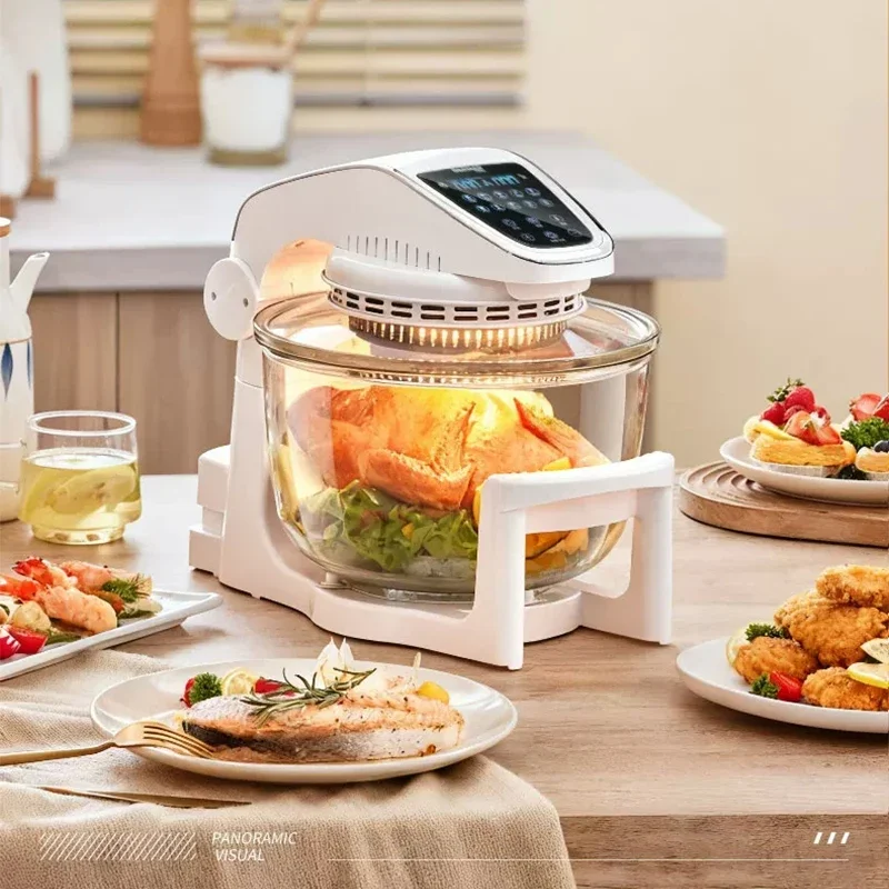 7L Clear Glass Air Fryer Multifunctional Electric Air Fryer Far-Infrared Triple Heating Tempered Glass Bowl Modular Design