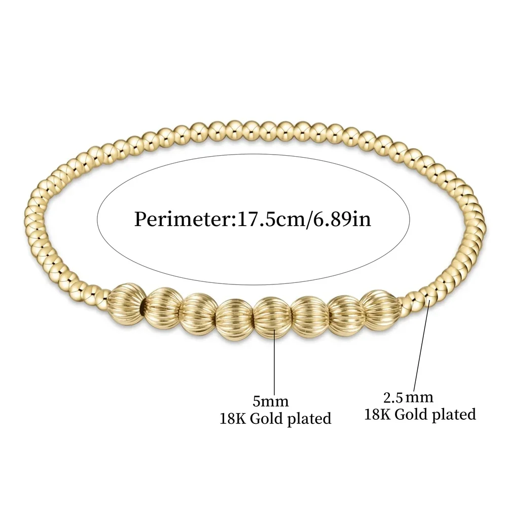 Goldperlen-Stretch-Armbänder für Damen, 18K vergoldet, stapelbar, modischer Schmuck, trendiges Accessoire für Party und Alltag. – Detail 22