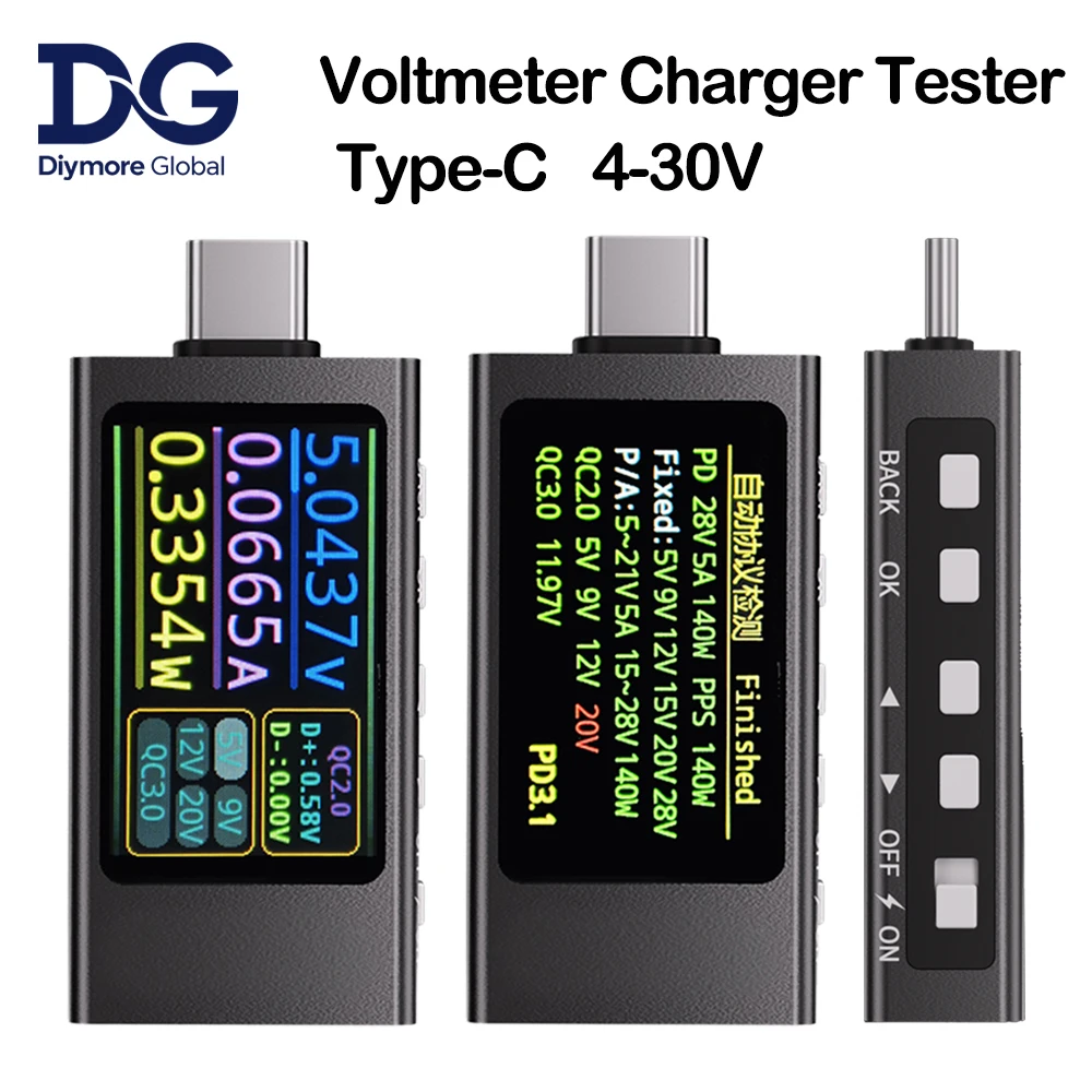 KWS-X1 4v-30v 12a tipo c testador voltímetro amperímetro TYPE-C detecção de carga rápida gatilho capacidade medição medidor de energia