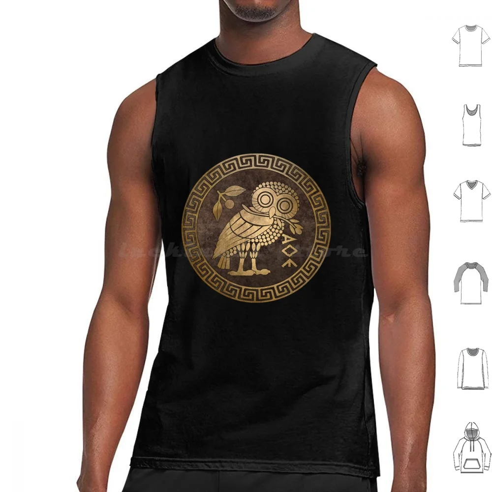 Athens Ancient Greece Athenian Owl Symbol Of Goddess Athena Tank Tops Print Cotton Athens Athena Athens Symbol Athens Owl