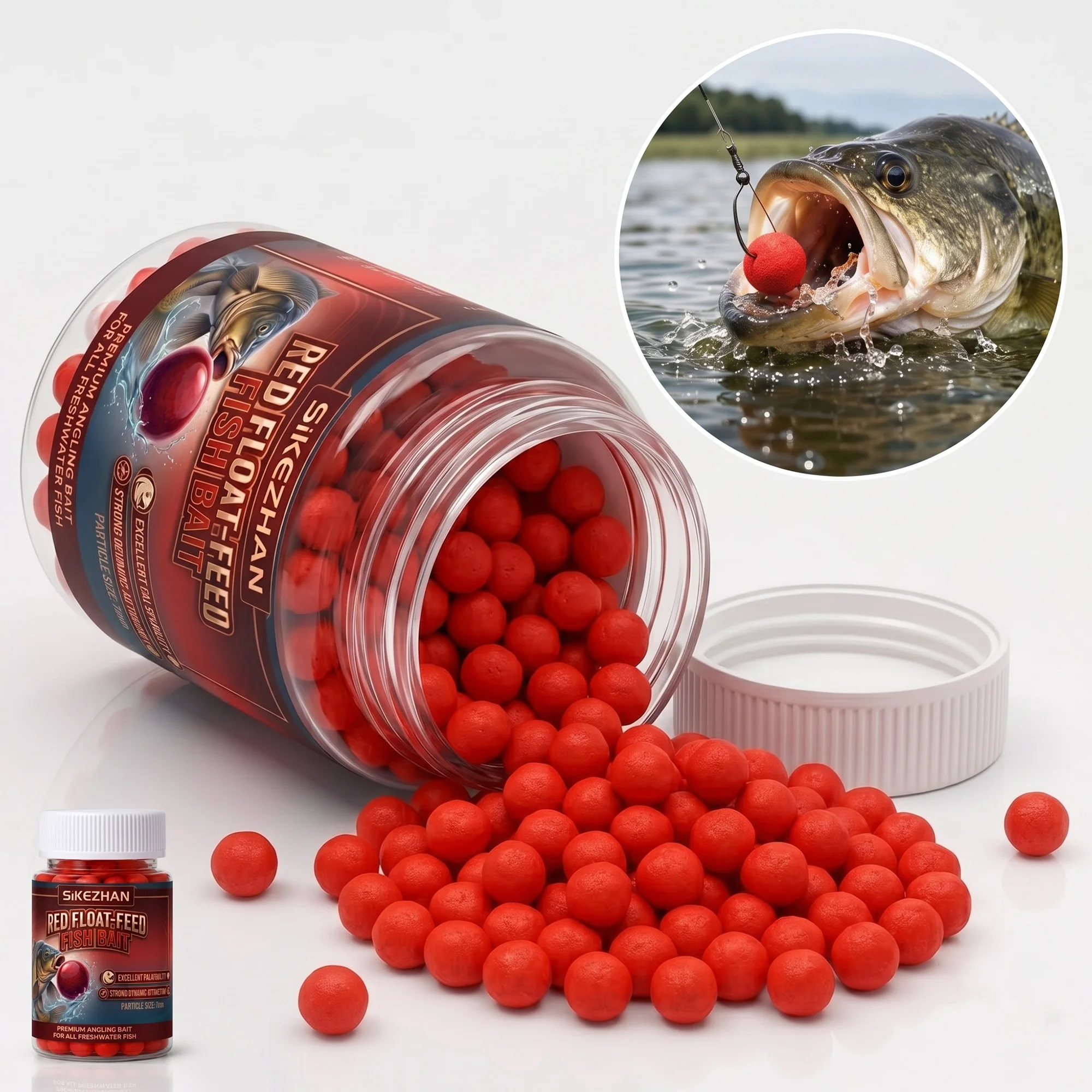 Pellets d'appât de pêche flottants rouges 4/7 mm, attractif pour poissons super flottant, équipement de pêche essentiel pour les pêcheurs professionnels et les débutants