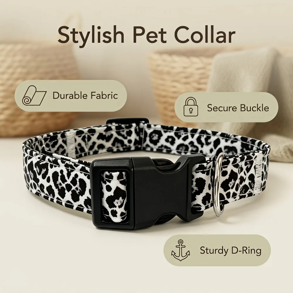 Modisches Leopardenmuster Katzenhalsband mit Sicherheitsverschluss Verstellbares Weiches Haustierhalsband für Katzen Mittelgroße und Große Hunde – Detail 5