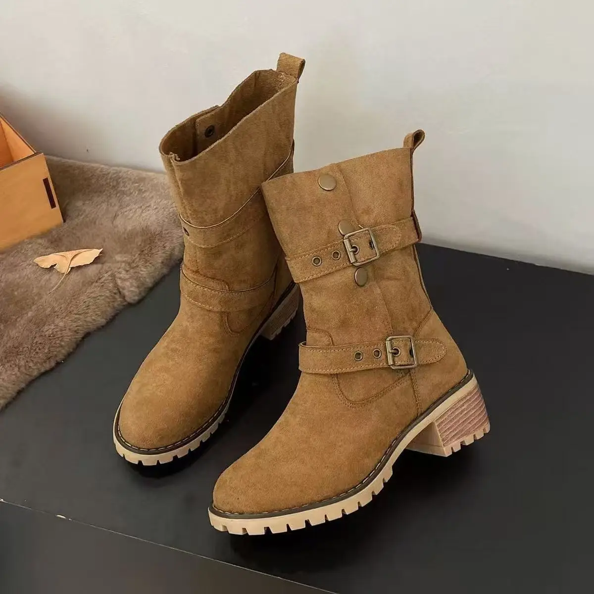 Women Boots Fashion Outdoor Comfortable Boots Trend Vintage Detachable Western Boots Women Solid High Quality Style Shoes Women
