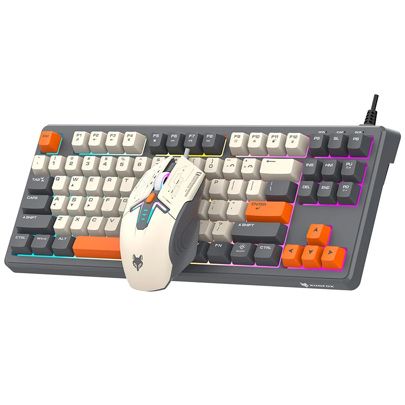 لوحة مفاتيح XUNSVFOX K60 ذات ملمس ميكانيكي 87 مفتاحًا مطابقة الألوان RGB المضيئة للألعاب والكمبيوتر المحمول المكتبي السلكي #4