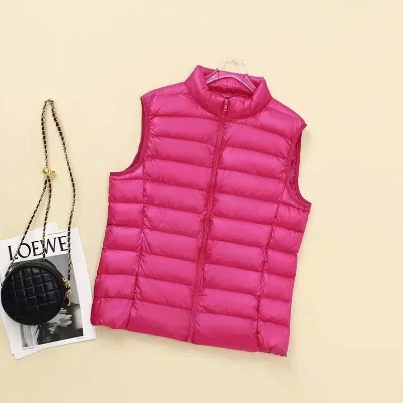 Plus Size 6XL 7XL 8XL Women Sleeveless Down Jacket 2024 New Autumn Winter Female Ultra Lightweight Packable Down Vest Coat