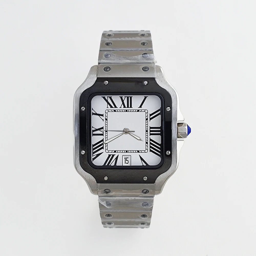 Men's NH35 38mm automatic watch square stainless steel Roman diving watch with custom logo suitable for Sandus NH35/36 model