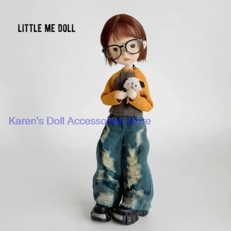 

2pcs leisure style Color-blocked long-sleeve T-shirt+ hole jean for landoudou/Blythe(Fit for Lulu,ymy24,Ob22,24,26,zone, Jenny)