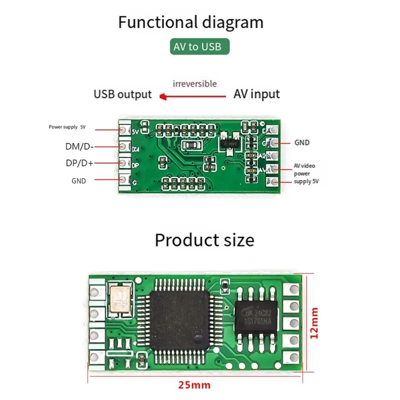 DT18 CVBS 1080P Camera Module Analog to USB AV Signal Converter YUV422 MJPEG Output for Drone RC PC