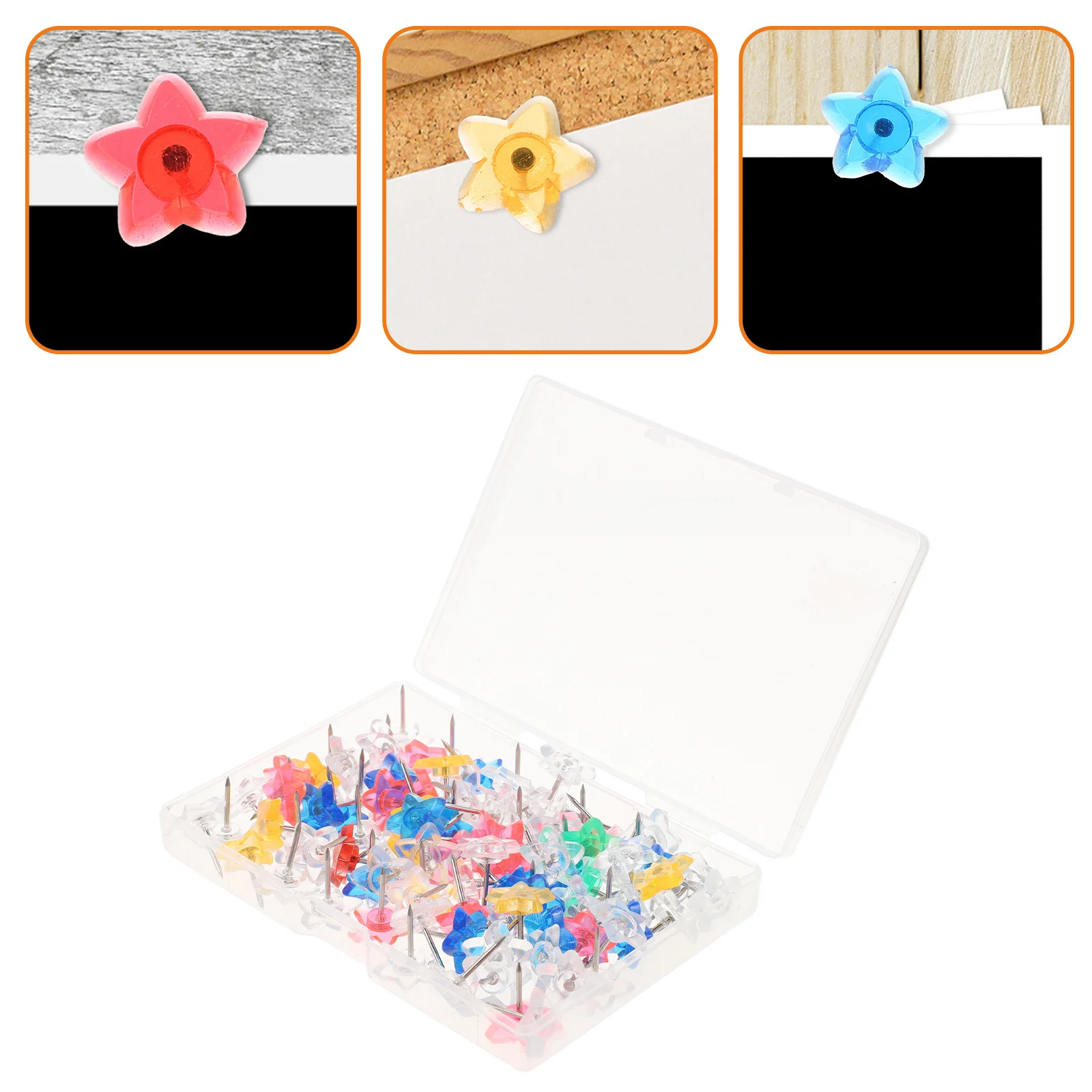 

100Pcs Colorful Transparent Pushpins Convenient Multi-Function Thumbtacks Reusable Office Home Supplies Push Pin