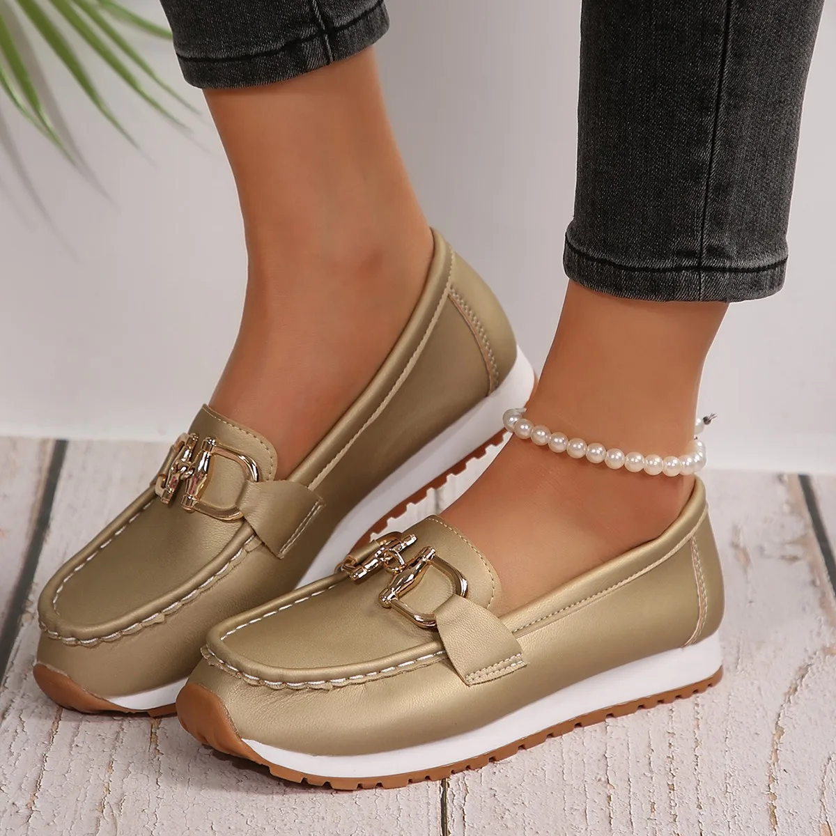 Summer Hollow Out New Style Pu Leather Driving Loafers for Middle Aged & Elderly Women, Soft Bottom Wedge Heels Loafers