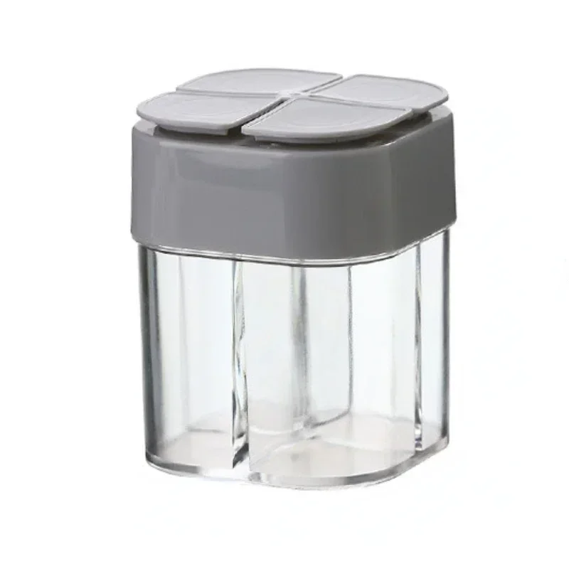 

4 In 1 Plastic Salt and Pepper Shaker Transparent Spice Dispenser 4 Compartment Camping Seasoning Jar with Lids for Cooking BBQ