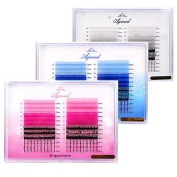 AGUUD 24Rows Red Blue Silver Series Mix Colors Glitter Eyelash Fashion Shiny Color Individual Spike Lashes Extension Makeup