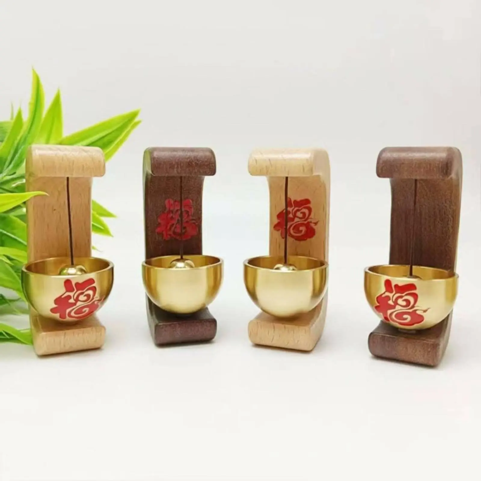 Entry Chime Easy to Install Wooden Brass Chime Fortunate Door Ornament Clear Chime Sound for Entryway