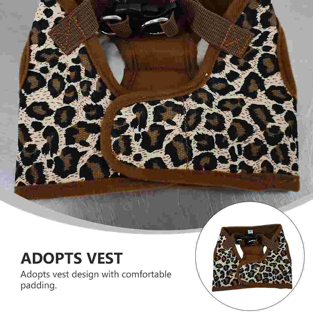 Pet Dog Canvas Chest Harness Vest - Size M (Leopard Print)