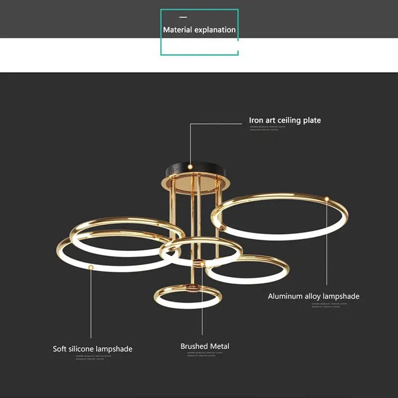 Imagem -06 - Golden Black Led Luzes de Teto Nordic Indoor Chandelier Luminárias para Quarto Sala de Estar Casa