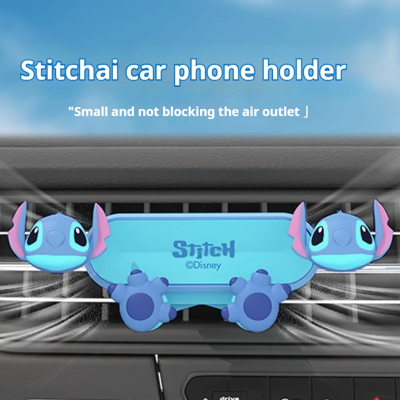 New Disney Stitch Mickey Mouse Mobile Phone Car Gravity Bracket Air Outlet Bracket Suction Cup Support Interior Car Decoration