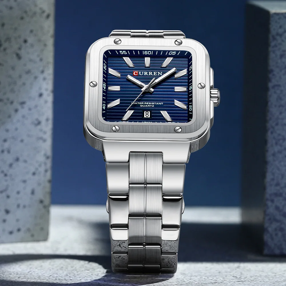 CURREN メンズ防水時計 - 特大日付表示付き大型ダイヤル時計ファッションビジネスカジュアルクォーツ時計