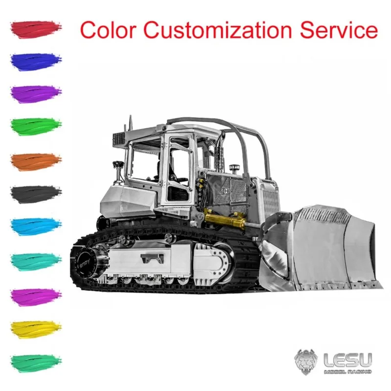 1/14 LESU RC Metal hidráulico Bulldozer Aoue-850K modelo pistas negras camión de construcción sistema de luz Dozer Kits sin pintar TH22775