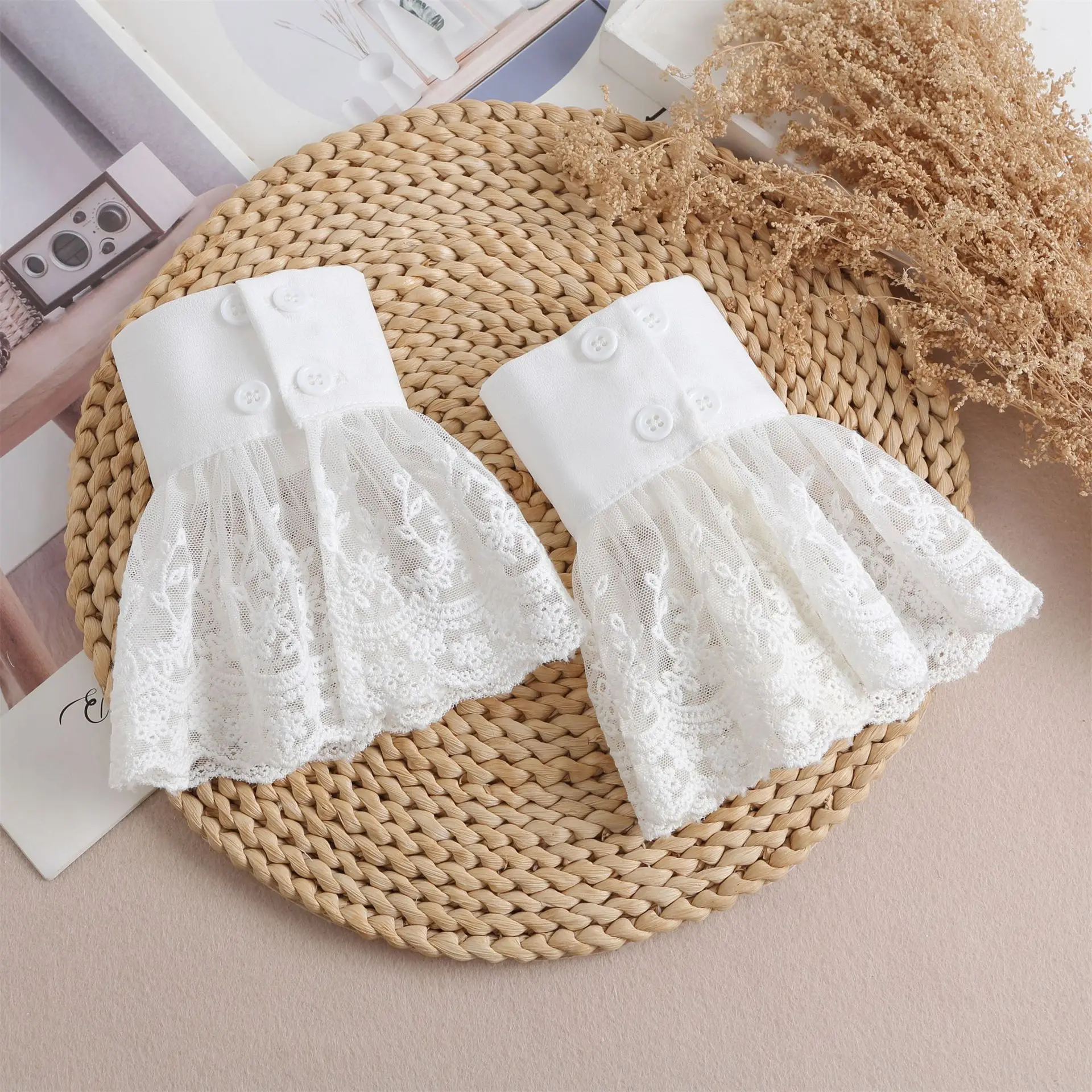 الأصفاد الدانتيل الأبيض انفصال الأكمام وهمية الزفاف زي العرائس اكسسوارات سترة الكفة هالوين زي تأثيري الملحقات