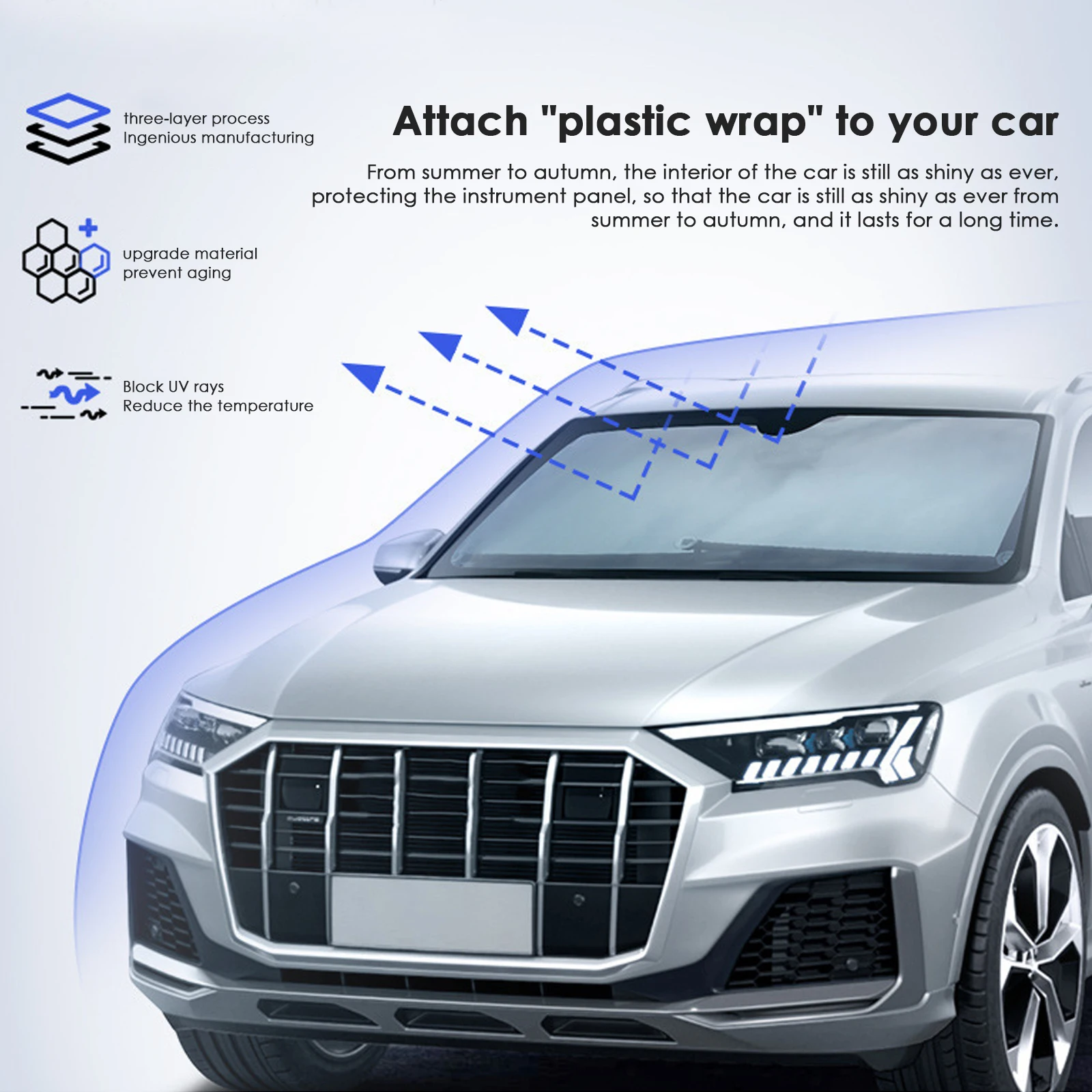 Automatic Retractable Windshield Curtain for Car Windscreen Sun Shade Front Window Full Cover Summer Anti-UV Auto Sun Protection