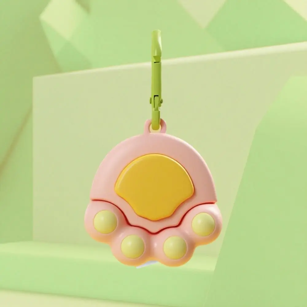 Cartoon Design Cat Claw Measuring Tape 4 Rotating Beads Double Scale Cloth Gauging Tools with Carabiner Lovely Appearance