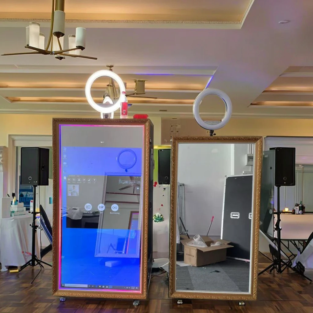 Gorąca Wyprzedaż Automat do Zdjęć z Lustrem Selfie Foto 55 Calowy Lusterko 49 Calowy Ekran Dotykowy Magiczne Lustro PhotoBooth Kiosk