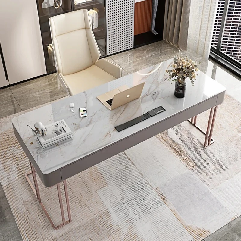 

Light luxury modern rock slab simple desktop computer desk chair household small apartment