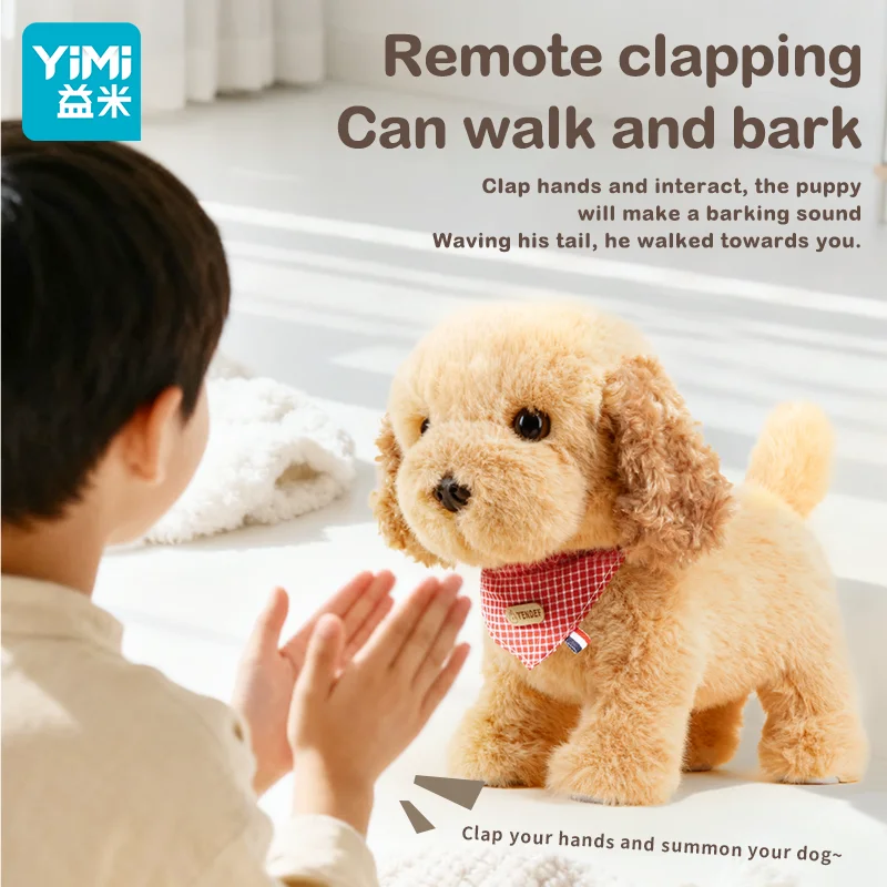 Yimi falando brinquedo de pelúcia Golden Retriever repete o que você diz, ladrões e anda – filhote de cachorro de pelúcia interativo eletrônico para crianças