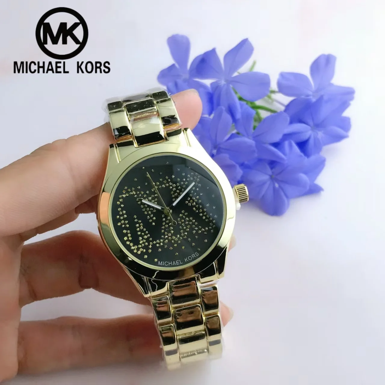 Michael Kors Light Luxury Business Commuter Women's Watch Bag MK Classic Leisure Stainless Steel Waterproof Round Watch Wallet