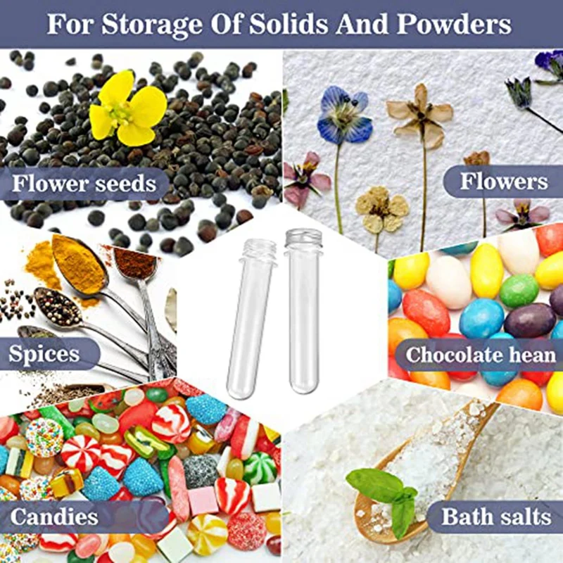 100ml 투명 플라스틱 테스트 튜브, 나사 캡이 있는 검볼 캔디 튜브, 결혼식 파티용 청소 브러시 1 개, 15 개