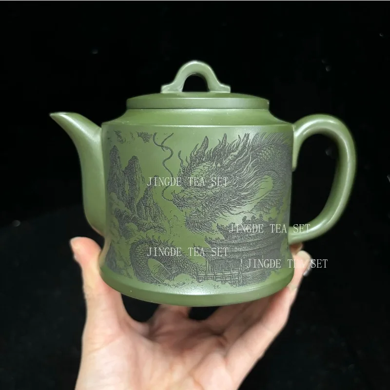 

300ml Raw Ore Azure Mud Beauty Teapot Handmade Yixing Purple Clay Tea Pot Tradition Filter Tea Set Chinese Tea Ceremony Gifts