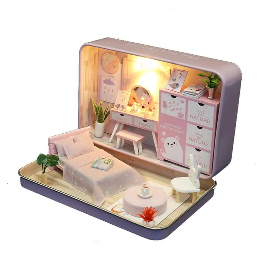 Box Theater Mini Doll House Prefabricated Miniature Diy Dollhouse Kit Furniture Case Toys For Children Birthday Gifts