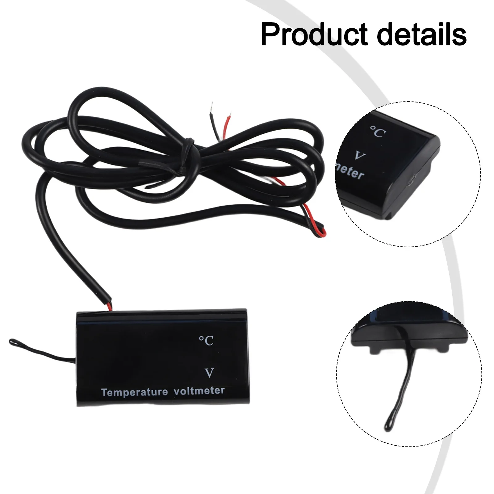 DC12V 0.28 Inch Dual Display LED Digital Voltmeter Thermometer Temperature Sensor Waterproof IPX6 For Car Motorcycle Voltage