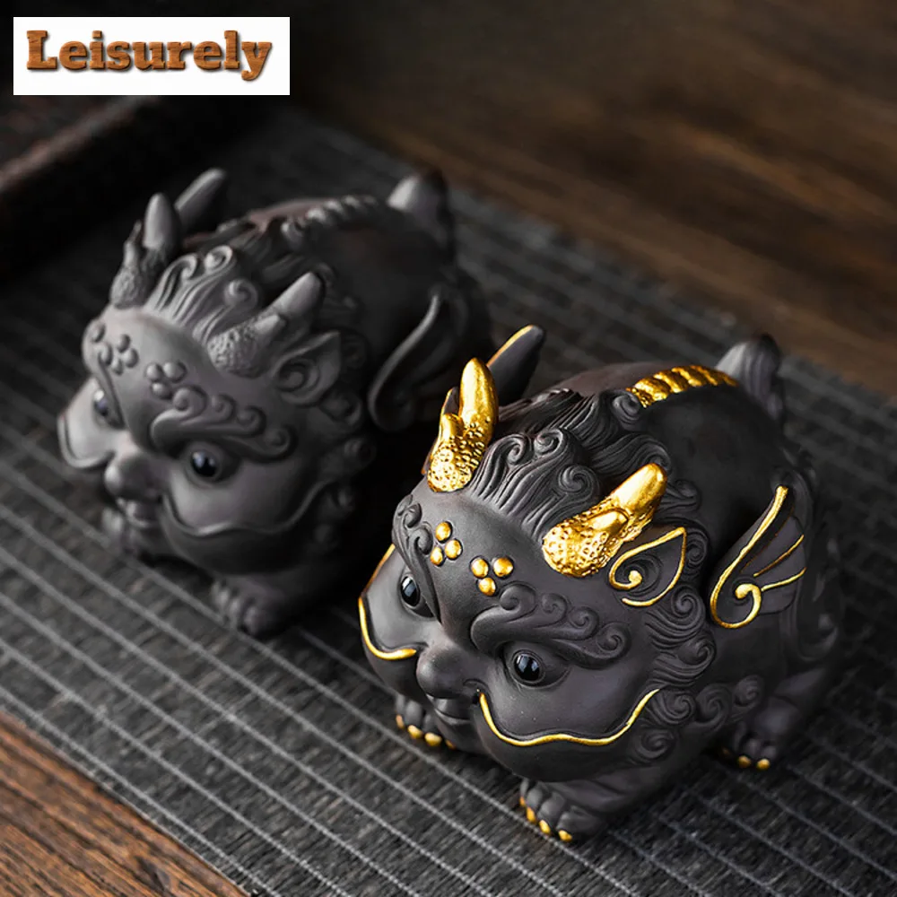 Creative Ceramic Ornaments Gold Painting Golden Toad Pixiu Tea Pet Chinese Tea Table Fengshui Decoration Custom Tea Set Gifts