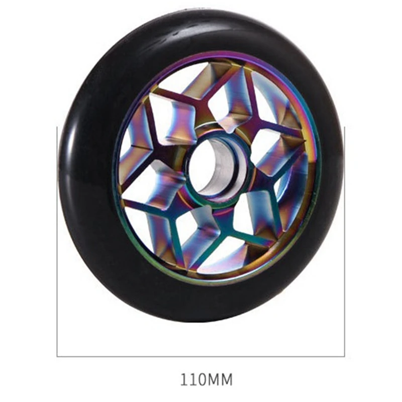 2 Pcs Scooter Accessories 110mm Scooter Wheels Colorful Pu Wheels Thick Stunt Car Wheels with Bearings