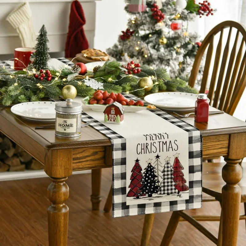 Christmas Table Runner Merry Christmas Decoration for Home Xmas Party Decor 2025 Navidad Notal Noel Ornament Happy New Year 2026