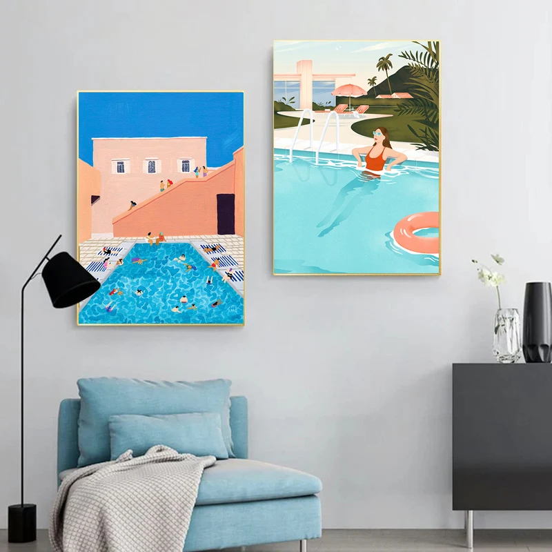 Abstract Inspiring Poster Expand Comfort Zone Swimming Pool Canvas Paintings Wall Art Print Pictures Office Home Decorative