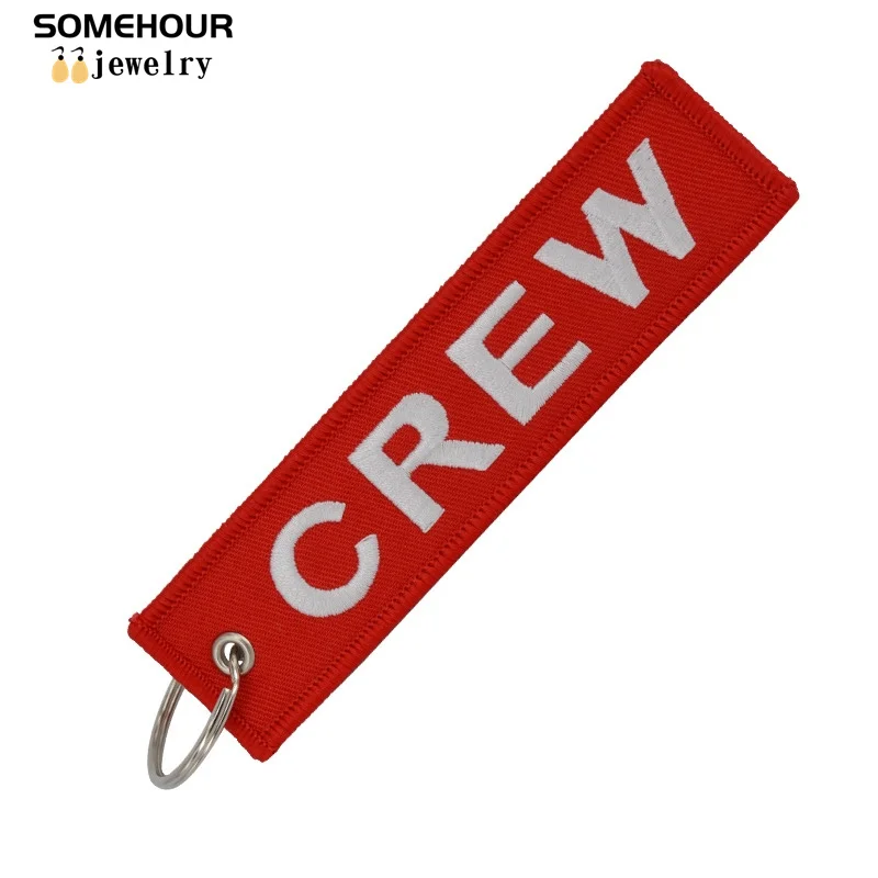 SOMEHOUR Trendy Embroidery Crew Keychain Ilaveros Luggage Tag Safety Label Car Bag Motorcycle Ring Keyholder For Christmas Gifts