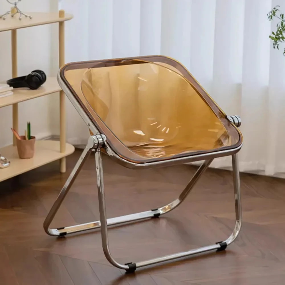 

Кофейня, акриловый складной обеденный стул, прозрачный стул для макияжа, балкона, элегантный стул для ожидания, сверхлегкая мебель для дома Cadeira