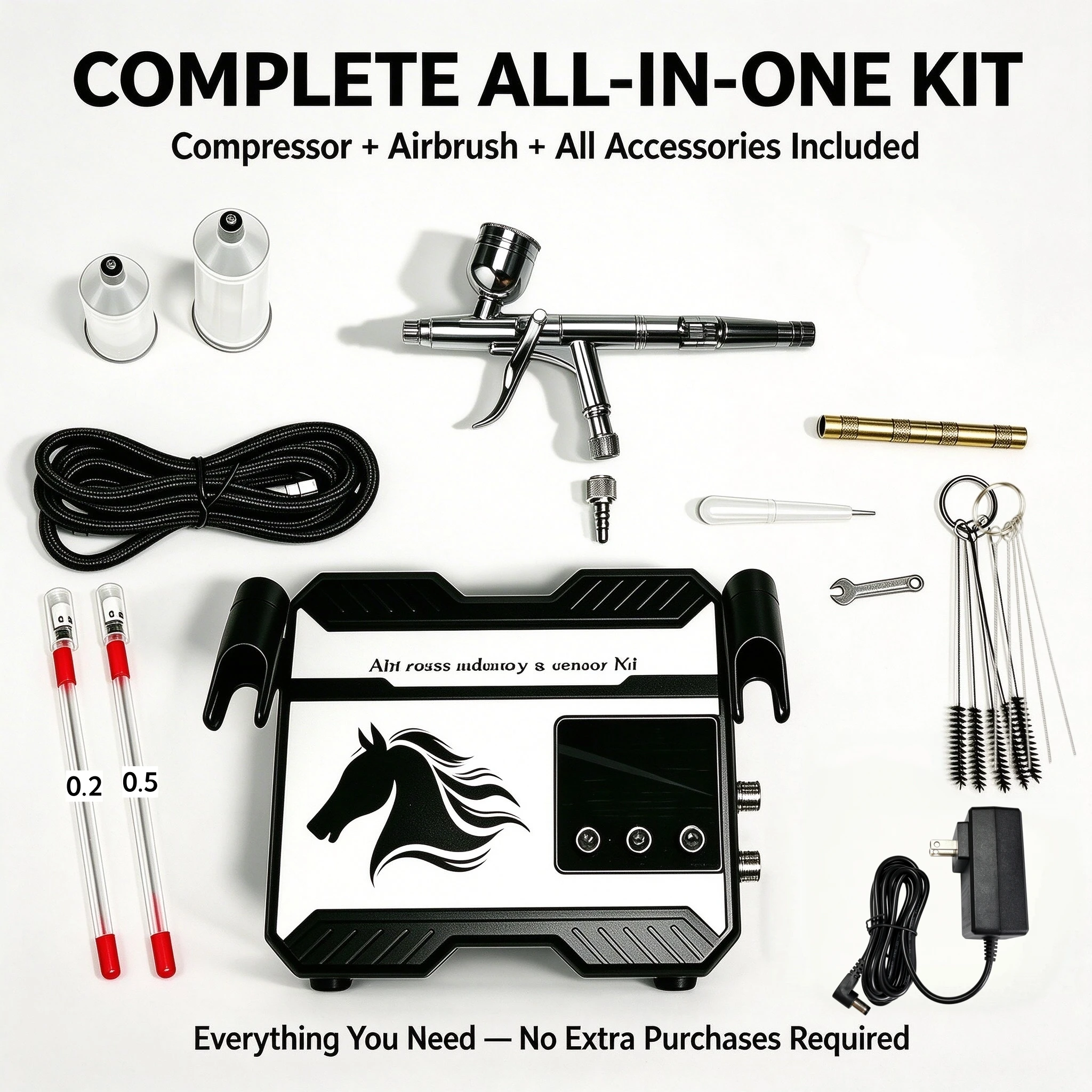 Adjustable Pressure Airbrush Set for Sculpture Painting & Aging Effect, Full Accessories for DIY Art Craft