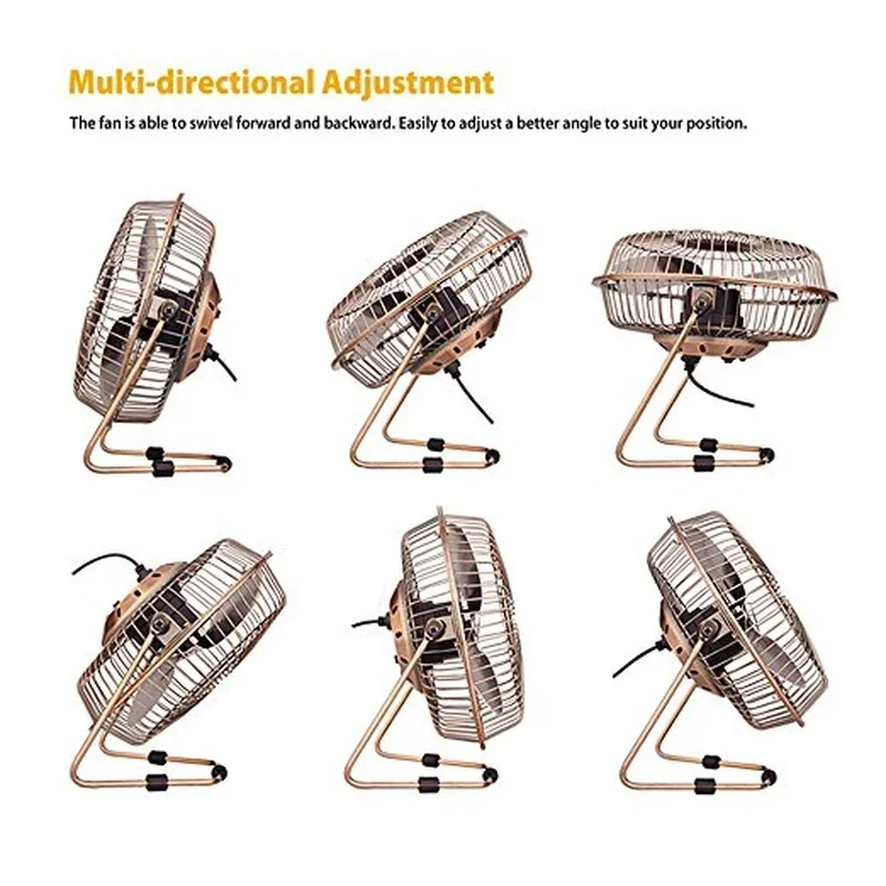 1Pc Antique USB Cable Mini Personal Fan Metal Design High Compatibility USB Fan Table Desktop Fan for Home Office view 4