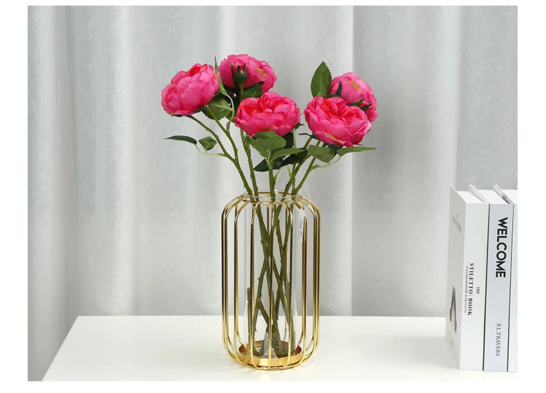 4 Stück Simulations-Pfingstrosen Austin Rose Künstliche Blumen Hochzeit Party Heimdekoration Rosenblumen – Detail 5